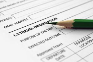 Reiseformular mit Stift für Angaben zur USA-Einreise
