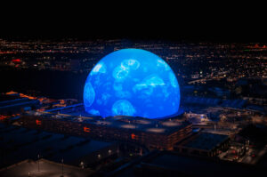 MSG Sphere in Las Vegas – futuristische Veranstaltungshalle mit LED-Fassade, neues Highlight am Strip.