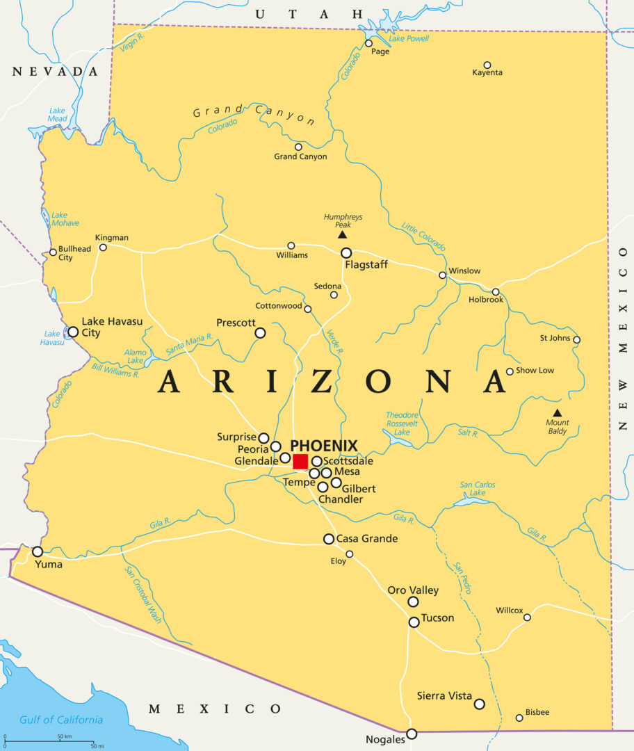 Karte: Lage des Grand Canyon in Arizona