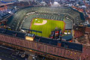 Luftaufnahme des Oriole Park at Camden Yards in Baltimore