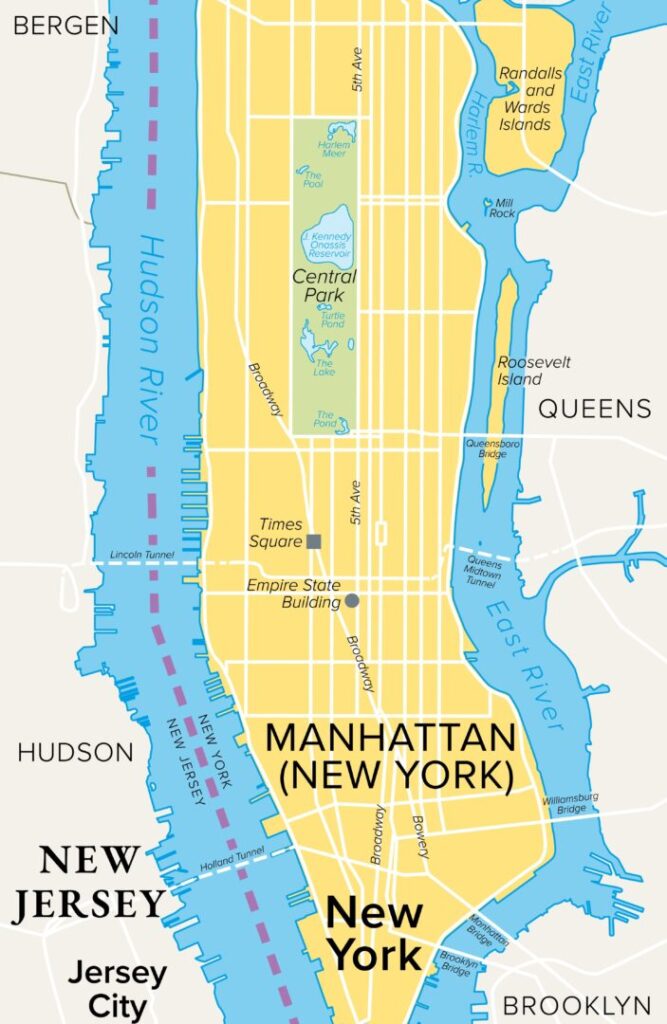 Karte von Manhattan mit dem Central Park