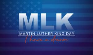 Grafik zum Martin Luther King Jr. Day mit US-Flagge und I-have-a-dream-Schriftzug