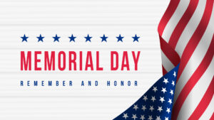 Grafik zum Memorial Day mit US-Flagge und Remember-and-Honor-Schriftzug